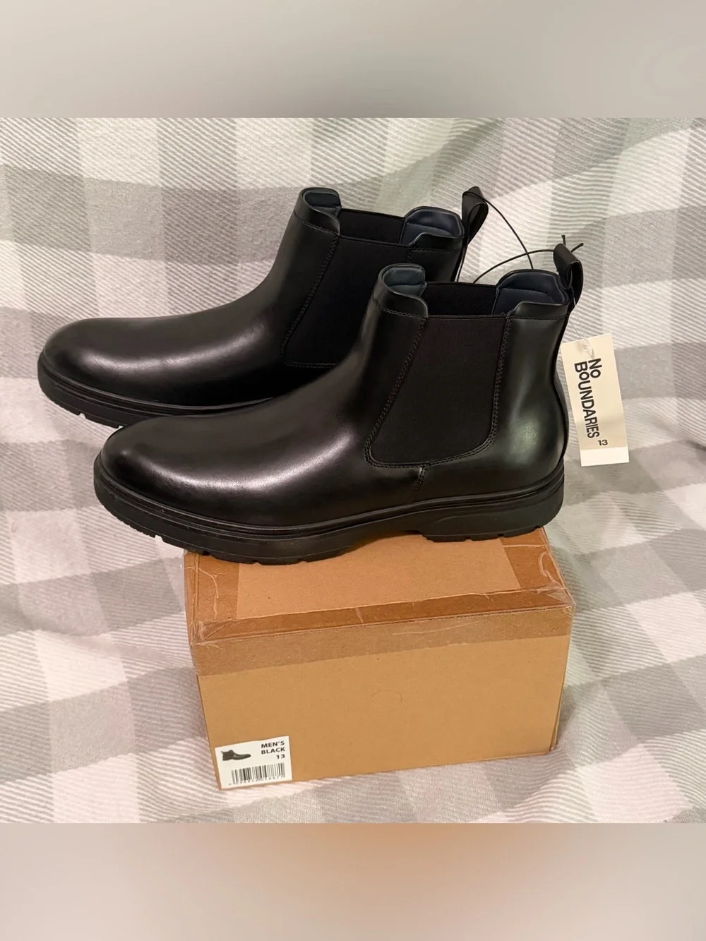 No Boundaries Men's Easy On & Off Garda Chelsea Boots In Black Size 13 NEW